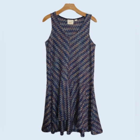 🔴 SALE Maeve Anthropologie Chevron Pattern Knit Sleeveless Dress - Picture 1 of 8